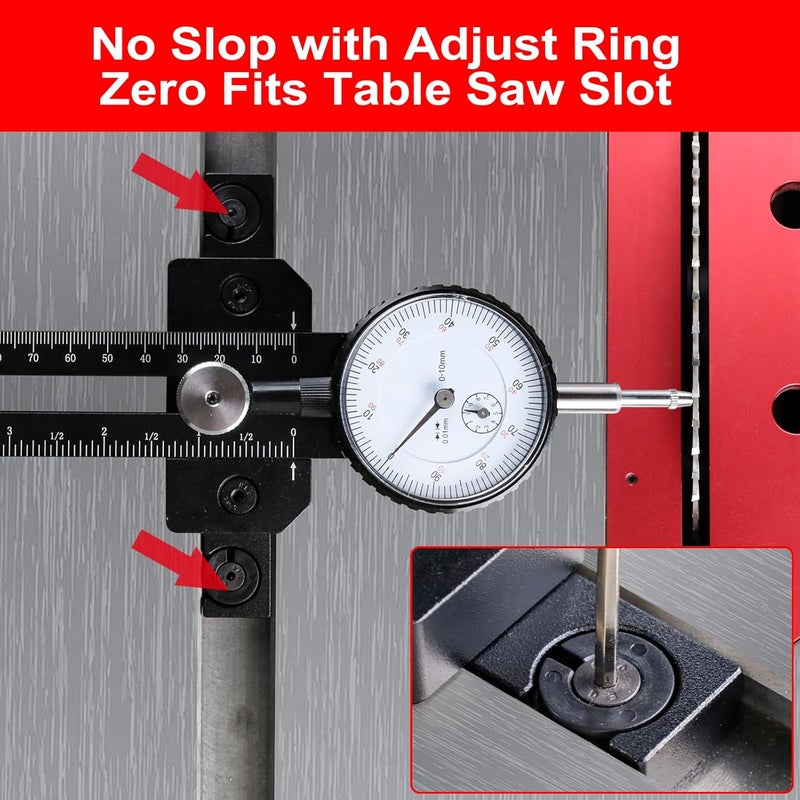 goingmake Table Saw Gauge Dia Indicator for Table Saw and Band Saw,0.01mm Accuracy Calibration Tool,Table Saw Jig Guide Fits for 3/4" T Slot U Slot,Table Saw Accessories for Woodworking,Machinery - Image 5